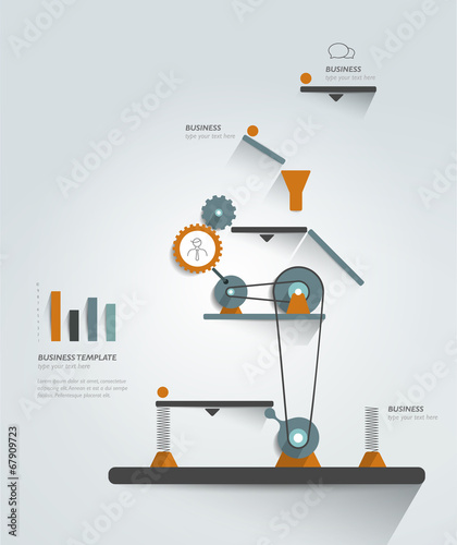 Moving working mechanism. Infographics robotic diagram.