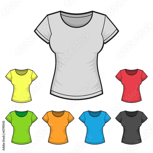 Women's T-shirt Design Template Color Set. Vector
