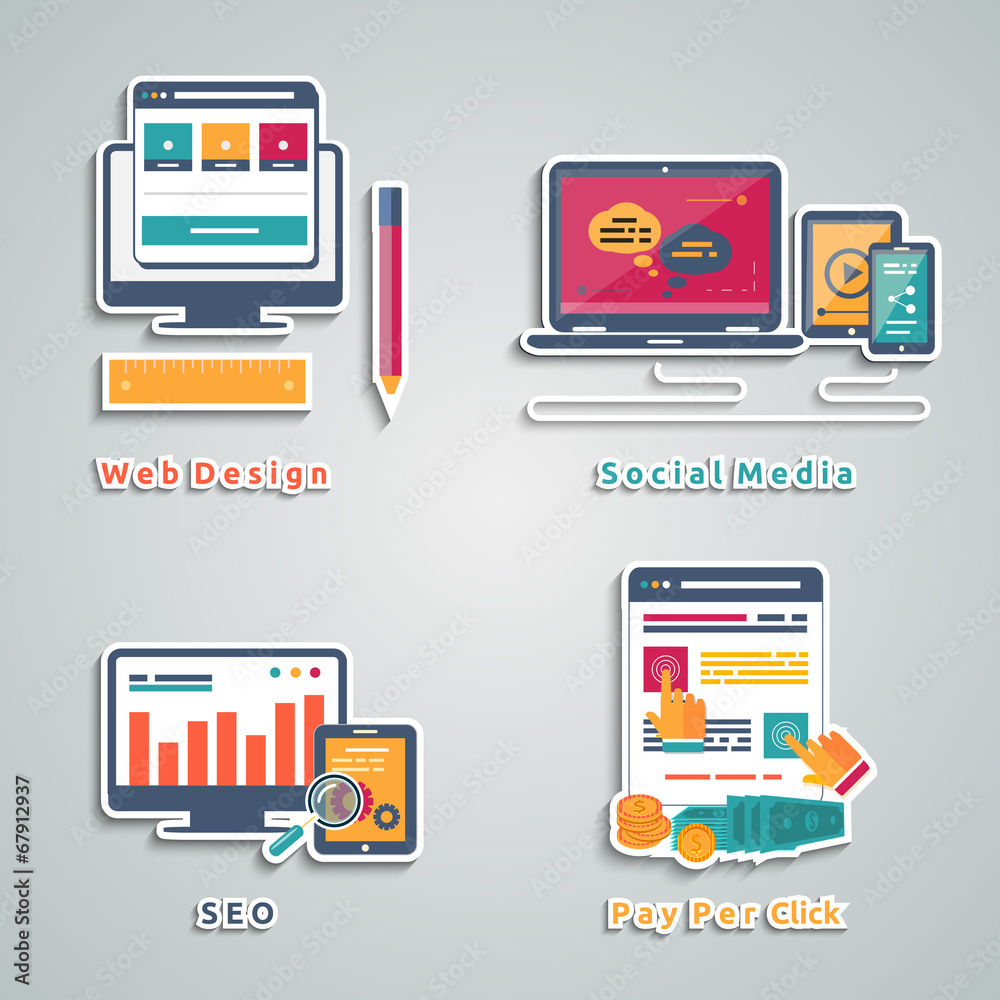 Icons for web design, seo, social media Icons for web design, seo, social media
