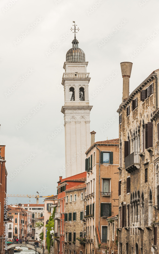 Venedig, historische Altstadt, Turm, Kanal, Frühling, Italien