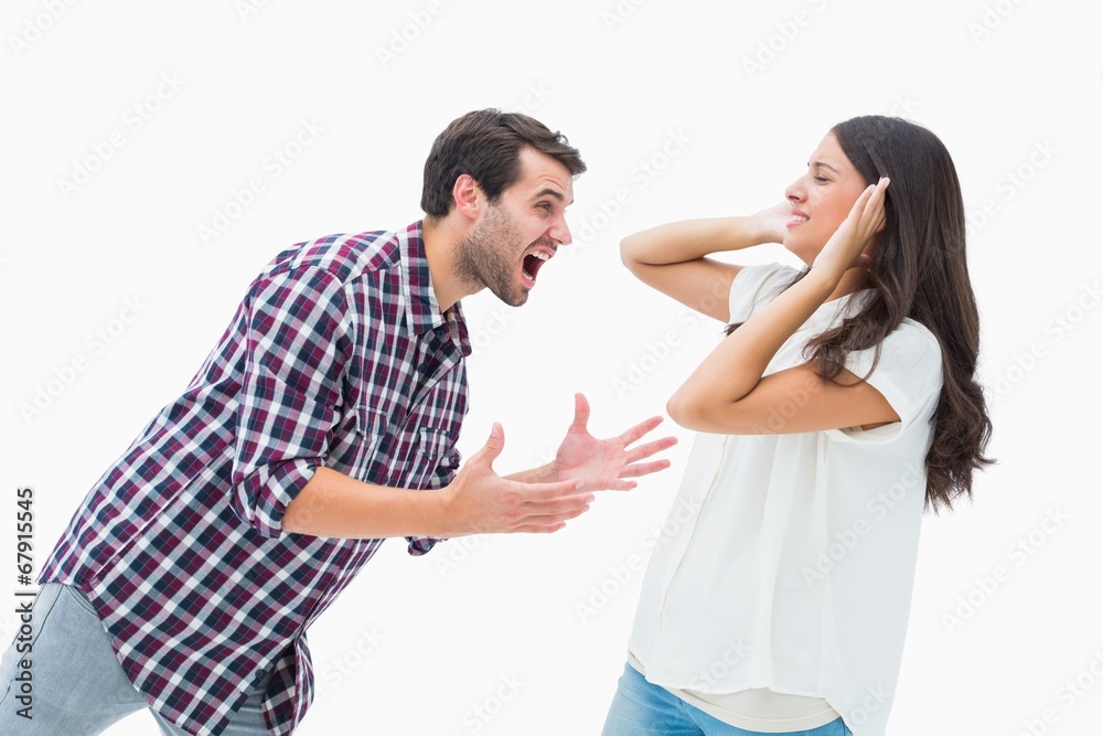 Fearful brunette being overpowered by boyfriend Fearful brunette being overpowered by boyfriend