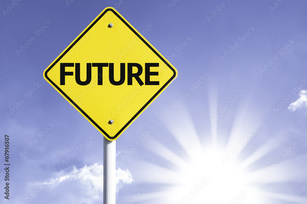 Future road sign with sun background Future road sign with sun background