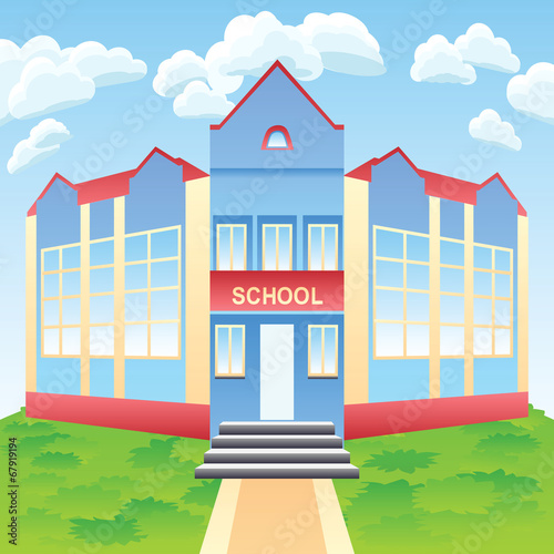 Vector modern school  building