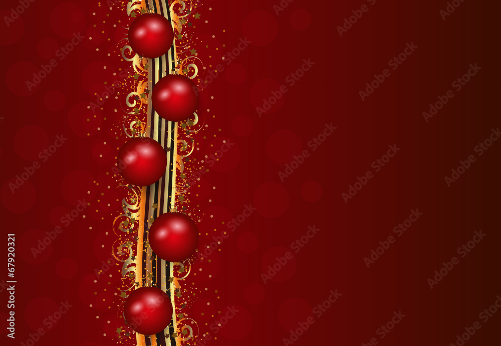 Christmas decoration in red and gold stripes with balls Christmas decoration in red and gold stripes with balls