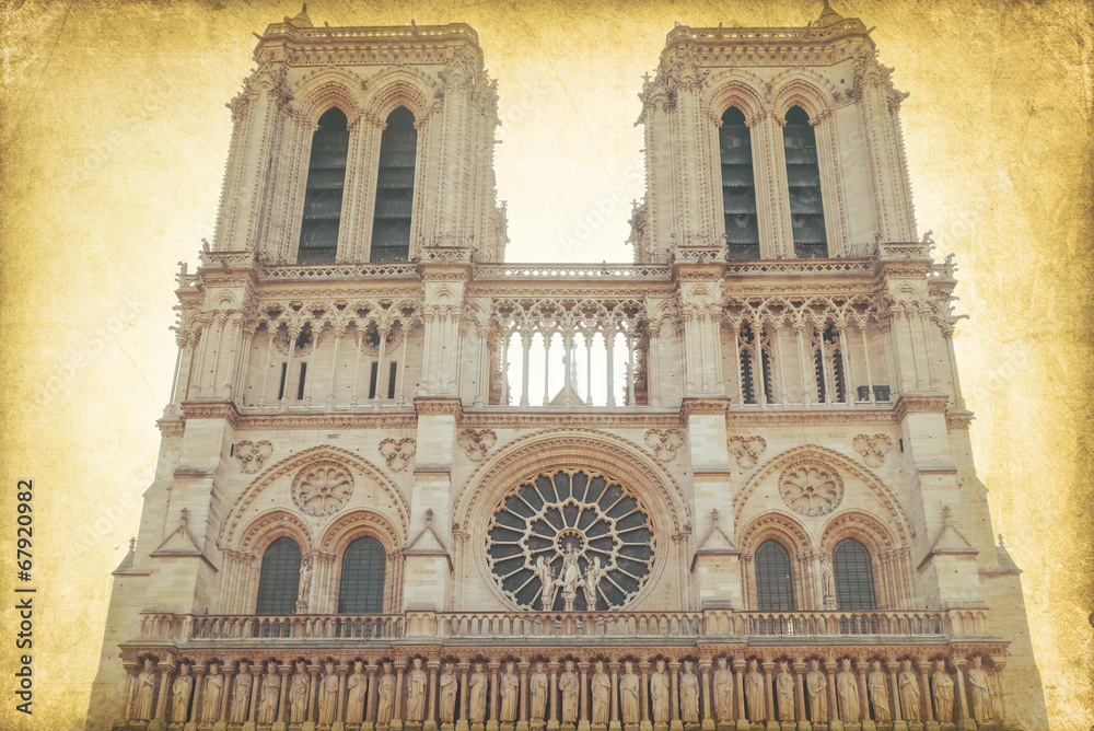 beautiful Retro Notre Dame Cathedral in Paris