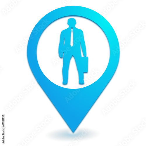 homme d'affaires sur symbole localisation bleu