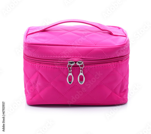 Makeup pink bag isolated white background