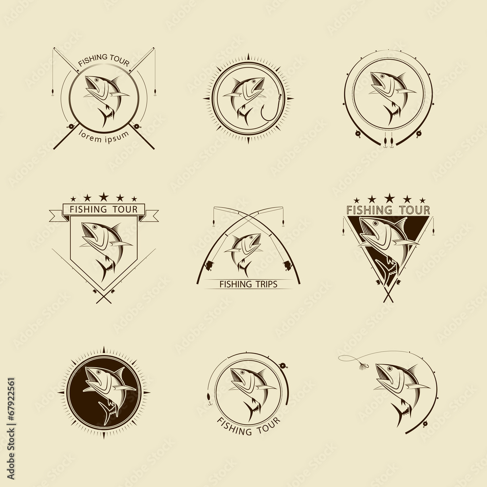 Fototapeta premium vector fishing symbol set