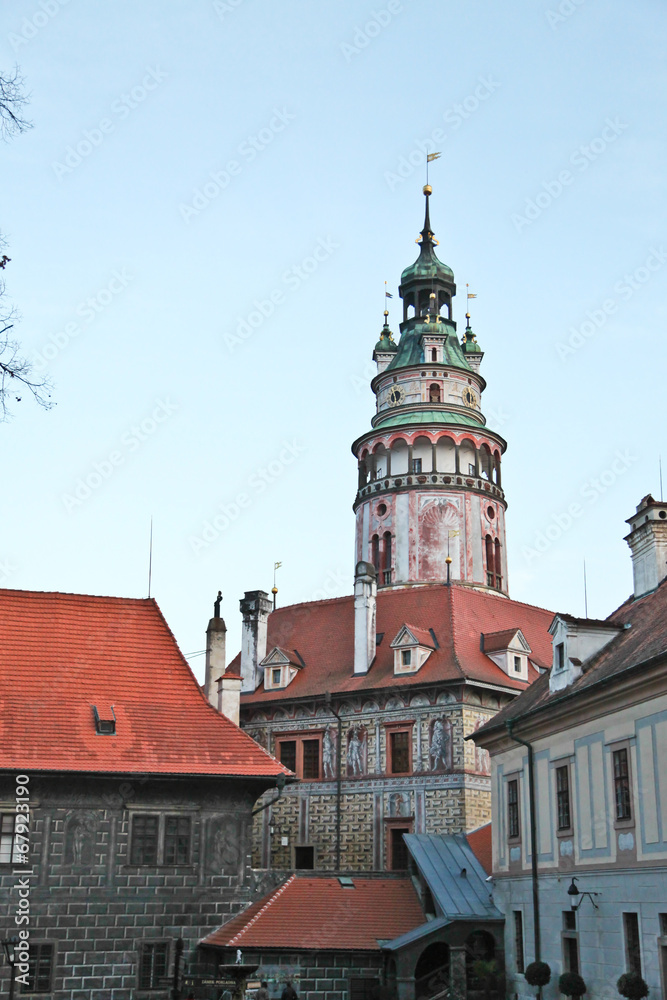 Beautiful tower of Cesky Krumlov castle
