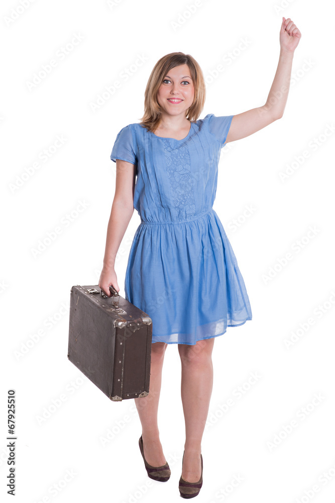 beautiful girl holding luggage beautiful girl holding luggage