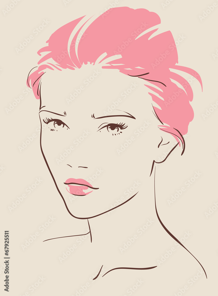 beautiful woman face hand drawn vector illustration