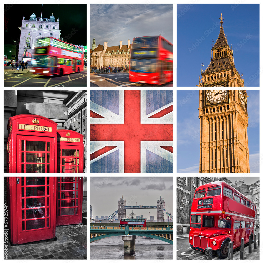 London photos collage - obrazy, fototapety, plakaty 