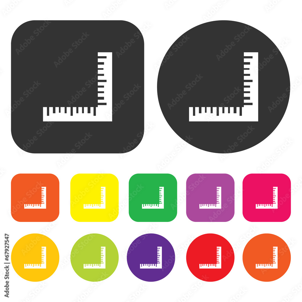 Try square icon. Engineering symbol. Round and rectangle colourf Try square icon. Engineering symbol. Round and rectangle colourf