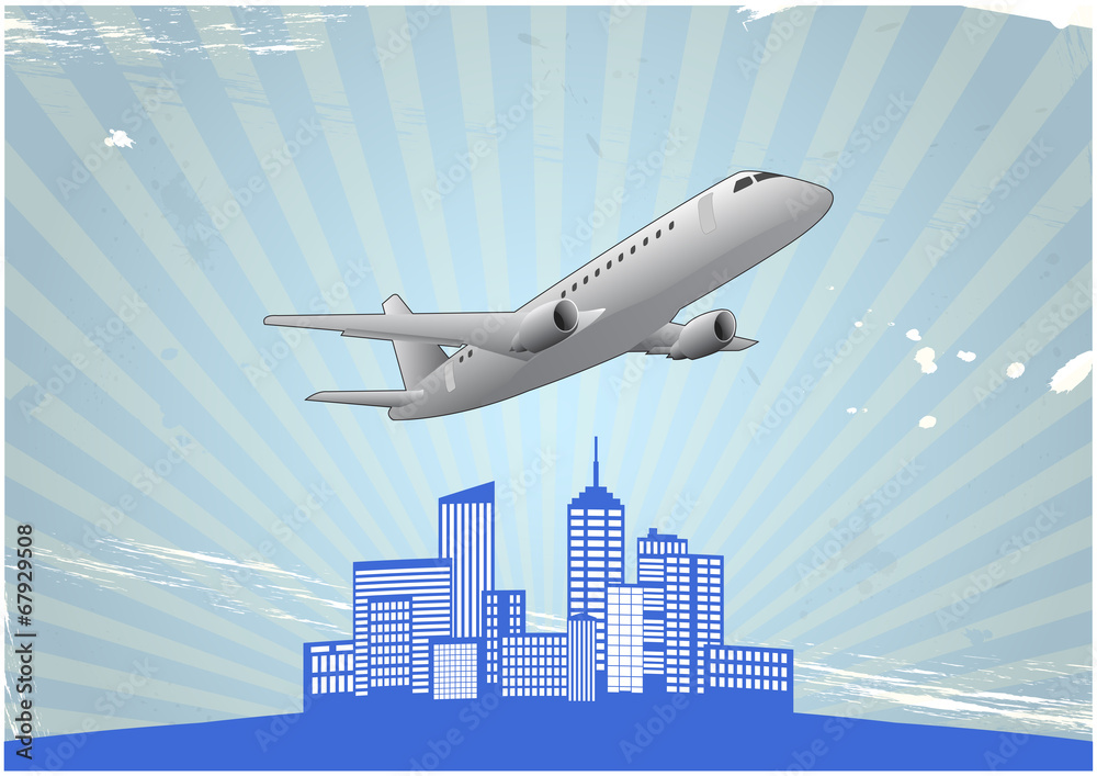 Naklejka premium airplane city