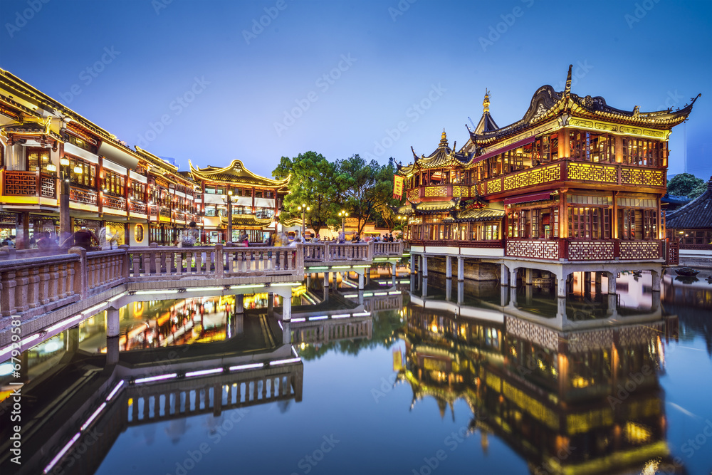 Naklejka premium Ogrody Yuyuan w Szanghaju w Chinach