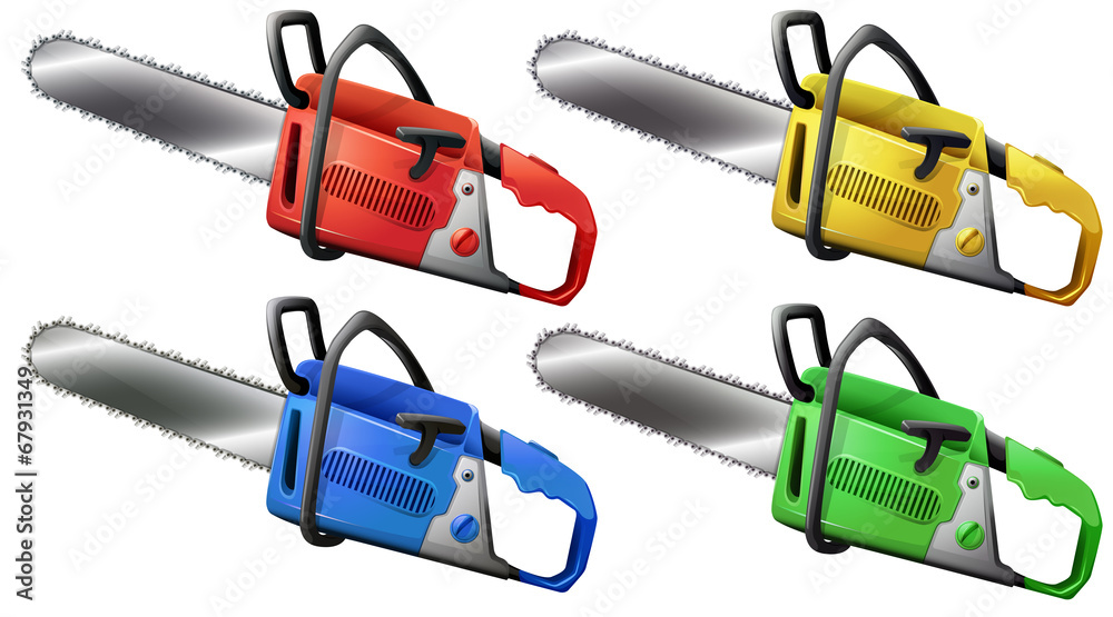 Naklejka premium Set of chainsaws