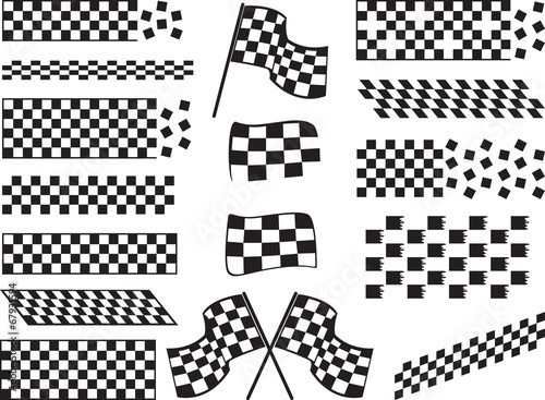 Race flags isolated on white background