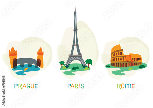 European capital symbols. Vector illustration
