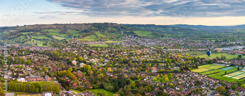 Idyllic rural, aerial view, Cheltenham UK photo
