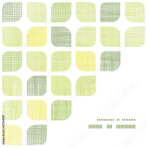 Abstract textile green rounded squares frame corner pattern