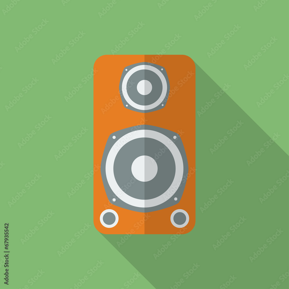 Speaker icon. Modern Flat style with a long shadow