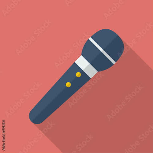 Microphone icon. Modern Flat style with a long shadow
