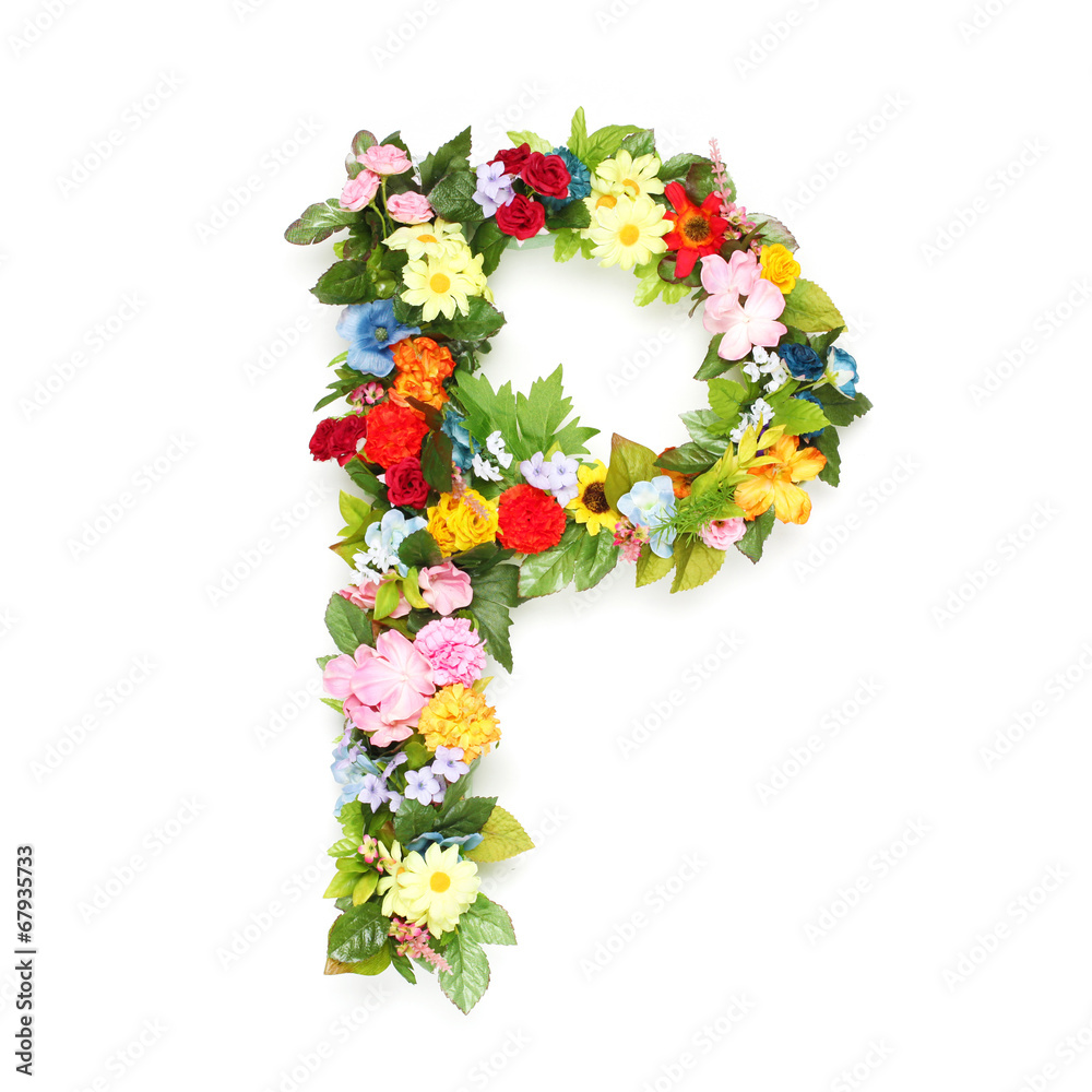 Letters made of leaves and flowers Letters made of leaves and flowers