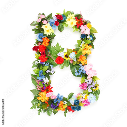 Letters made of leaves and flowers