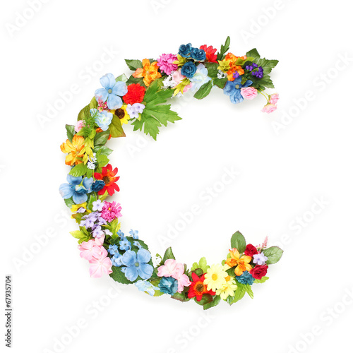 Letters made of leaves and flowers