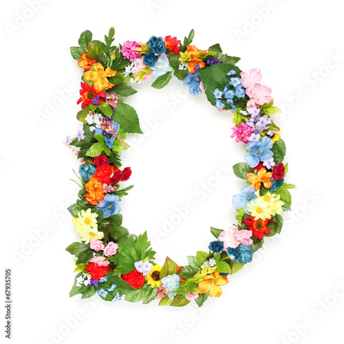 Letters made of leaves and flowers
