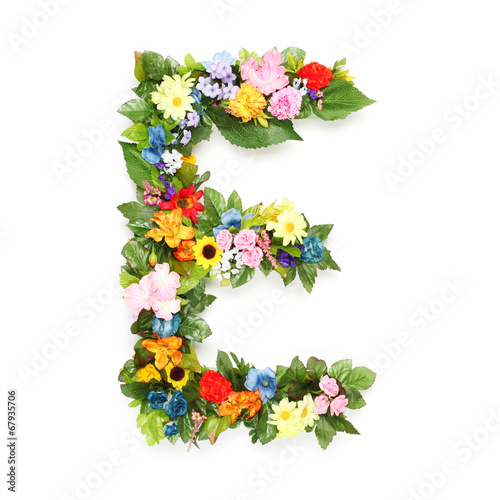 Letters made of leaves and flowers