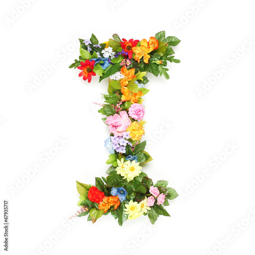 Letters made of leaves and flowers