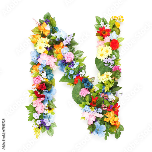 Letters made of leaves and flowers