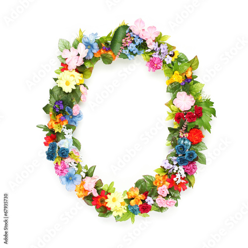 Letters made of leaves and flowers