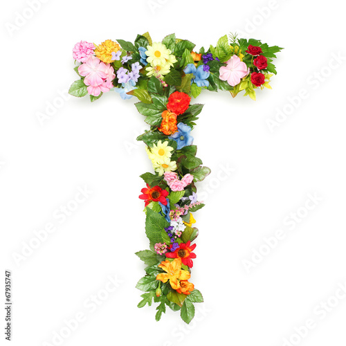 Letters made of leaves and flowers