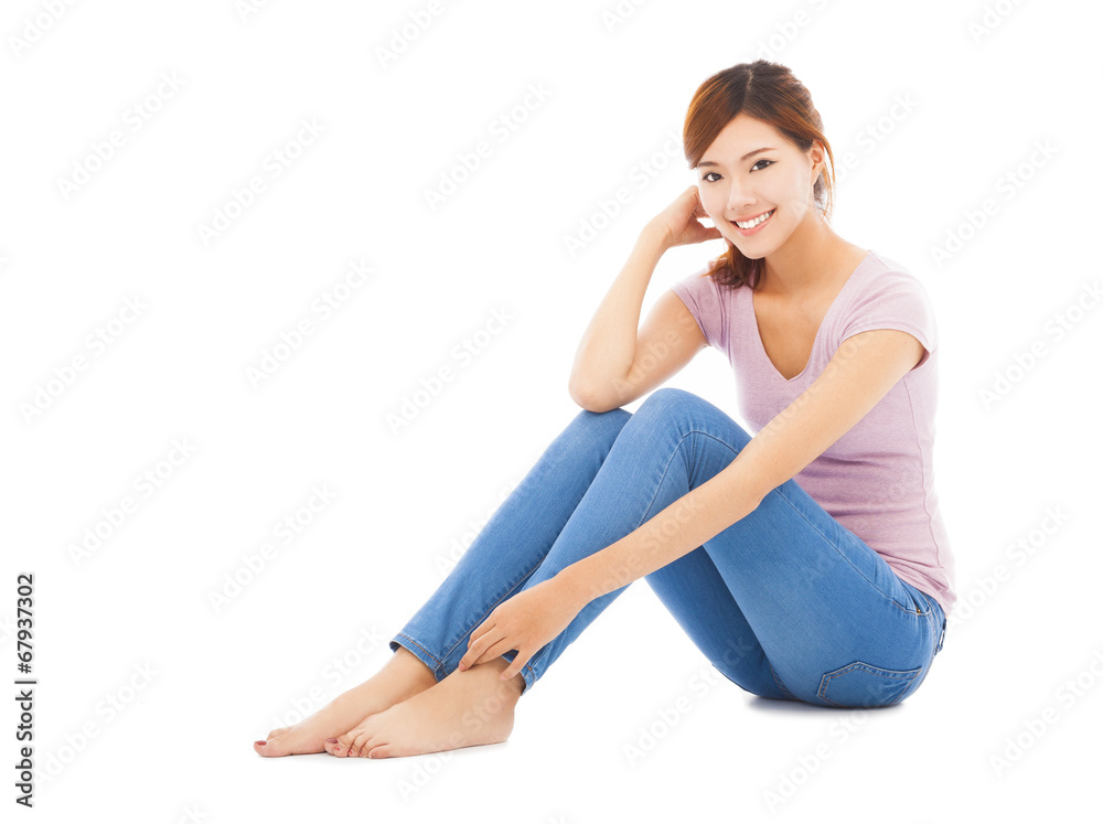 attractive beautiful young woman sitting on the floor attractive beautiful young woman sitting on the floor