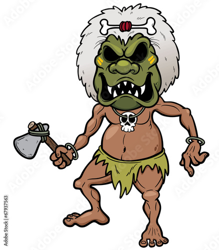 Tablou pe pânză Vector illustration of Tribal Warrior
