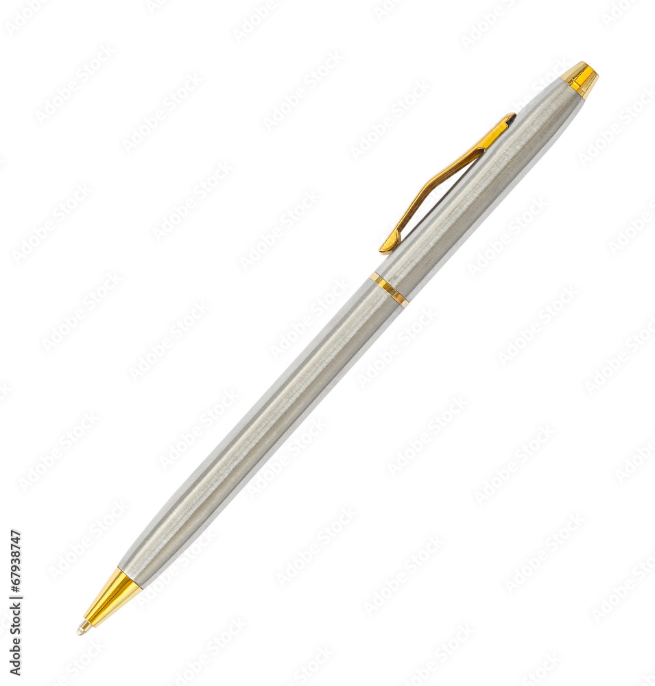 Silver metal pen isolated on white background Silver metal pen isolated on white background