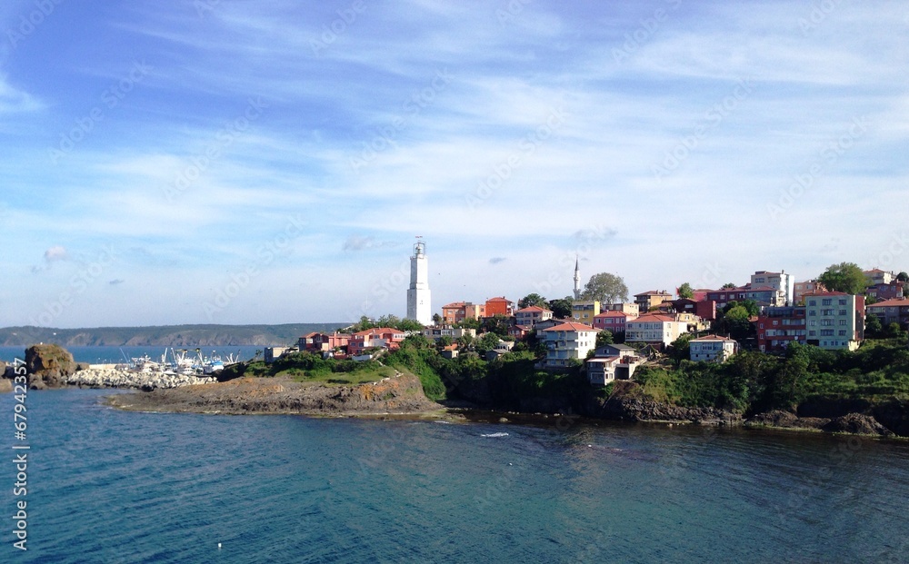 lighthouse at Black Sea and Bosphorus near Istanbul
