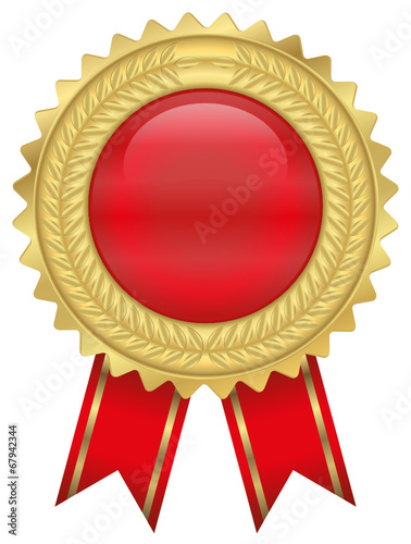 Goldmedaille - rot - mit Fahne