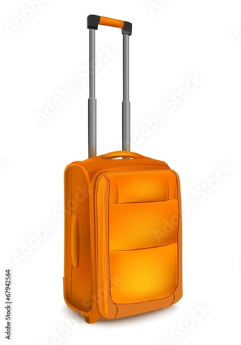 Orange suitcase isolated Fototapeta