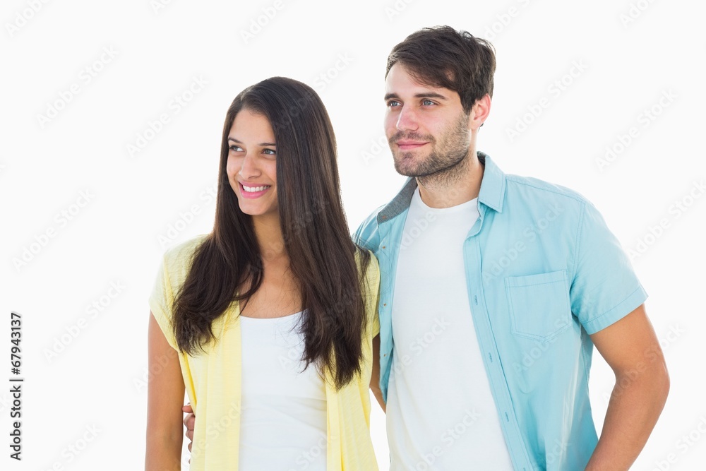 Fototapeta premium Happy casual couple smiling together
