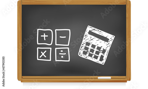 Tableau d'école : calculatrice