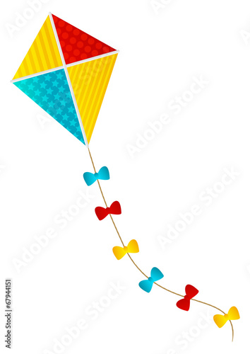 Color paper kite on white background