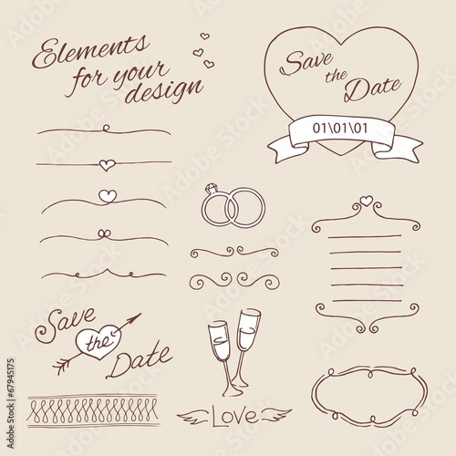 drawing elements for design. wedding