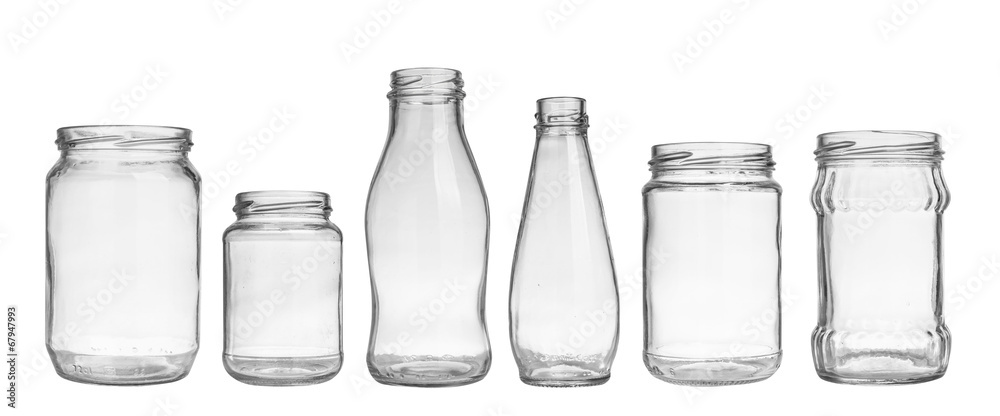 set of empty jar isolated on white background - obrazy, fototapety, plakaty 