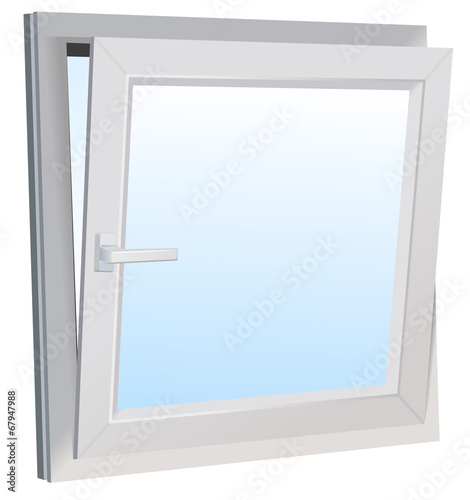 Vector format of opened slanted modern window