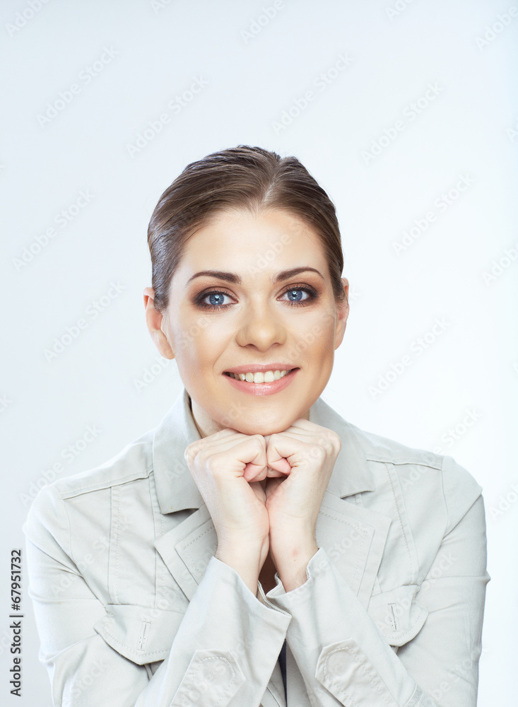 Happy business woman portrait isolated on white Happy business woman portrait isolated on white