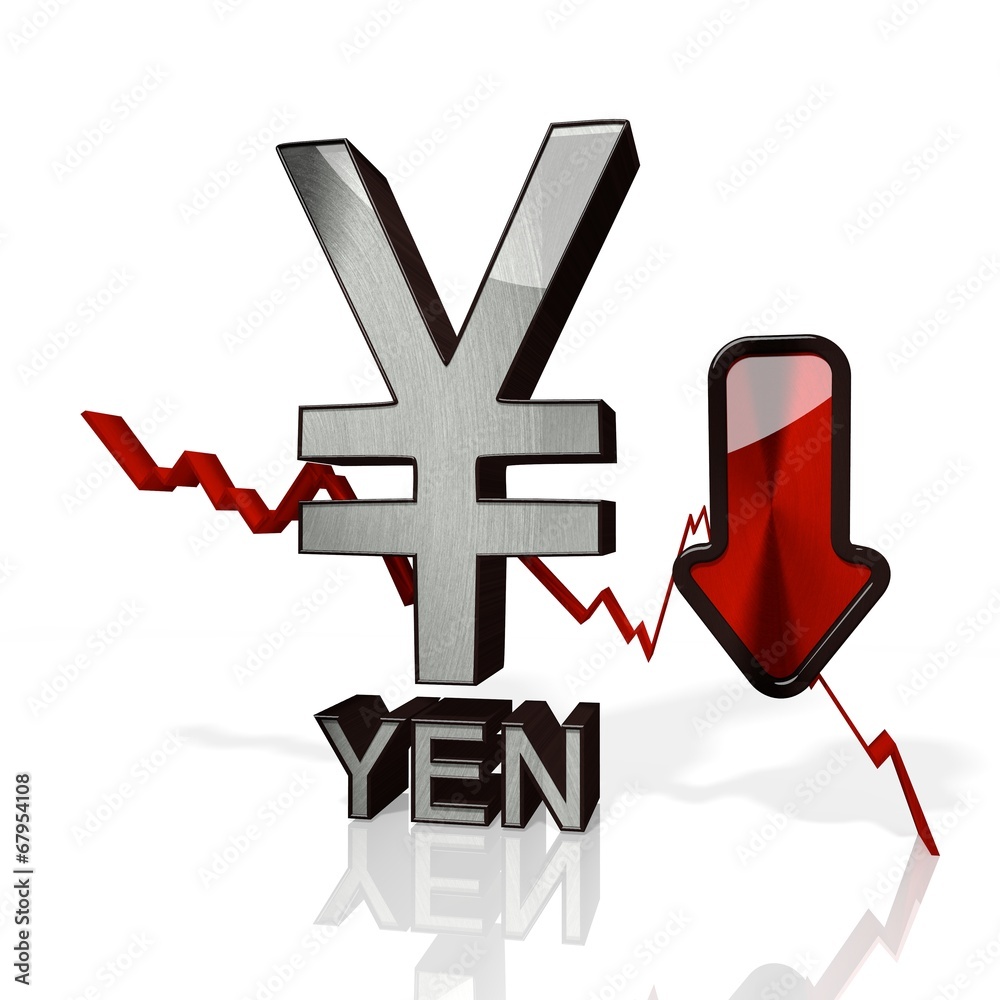 Fototapeta premium Japan Yen sign down trade