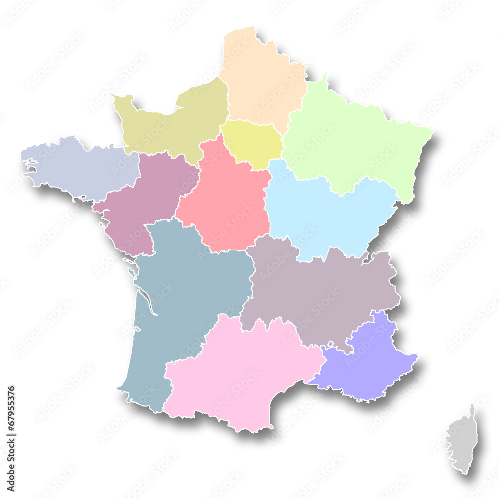3ème carte des nouvelles régions françaises Stock Illustration Adobe